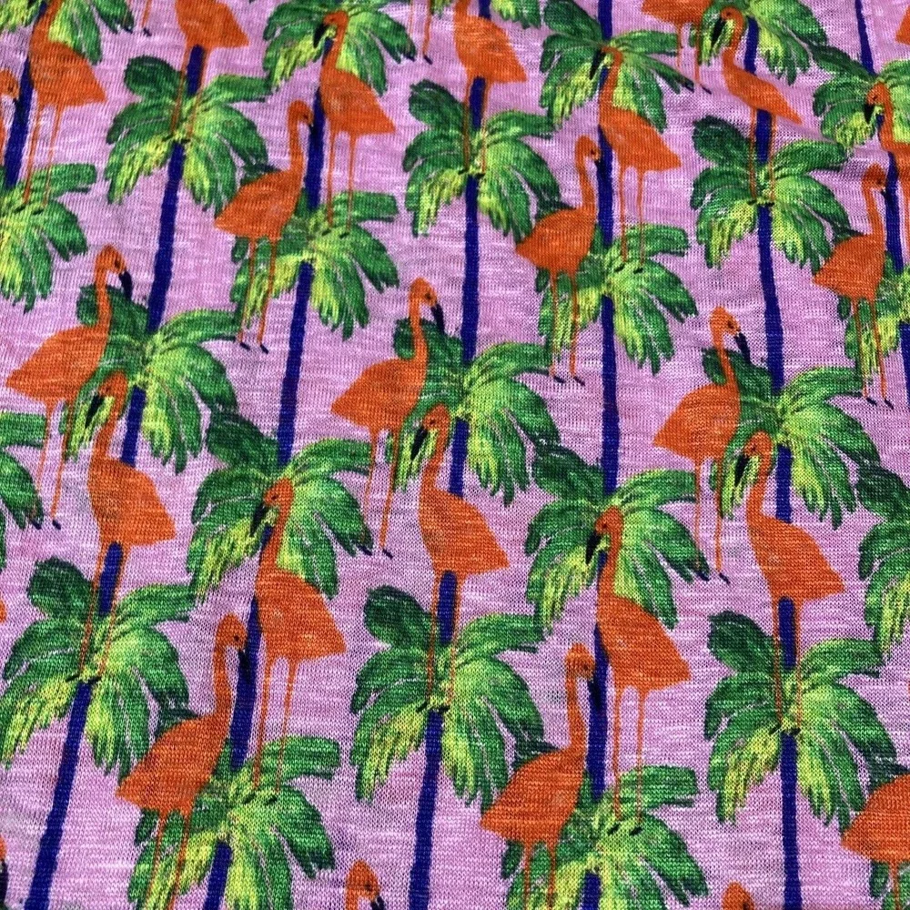 Bouffants & Broken Hearts Women’s M Linen Tank Top Flamingo‎ Print Tunic Pink - Picture 2 of 6